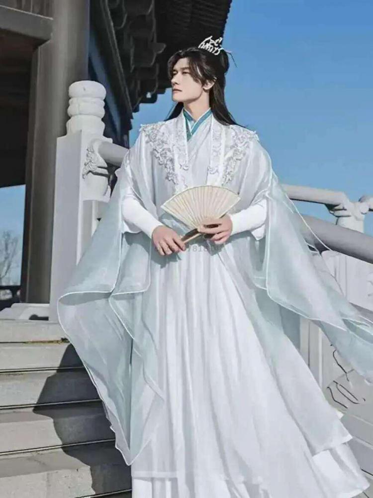 Embroidery Skirt - Traditional Chinese Hanfu Men Wuxia Xianxia
