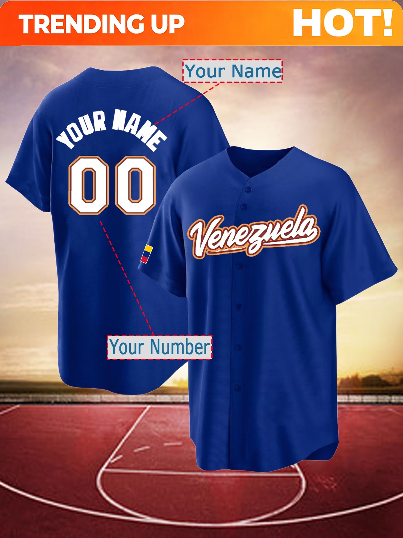 Embroidery Name Designs - Customizable Men's Baseball Jersey with Name,