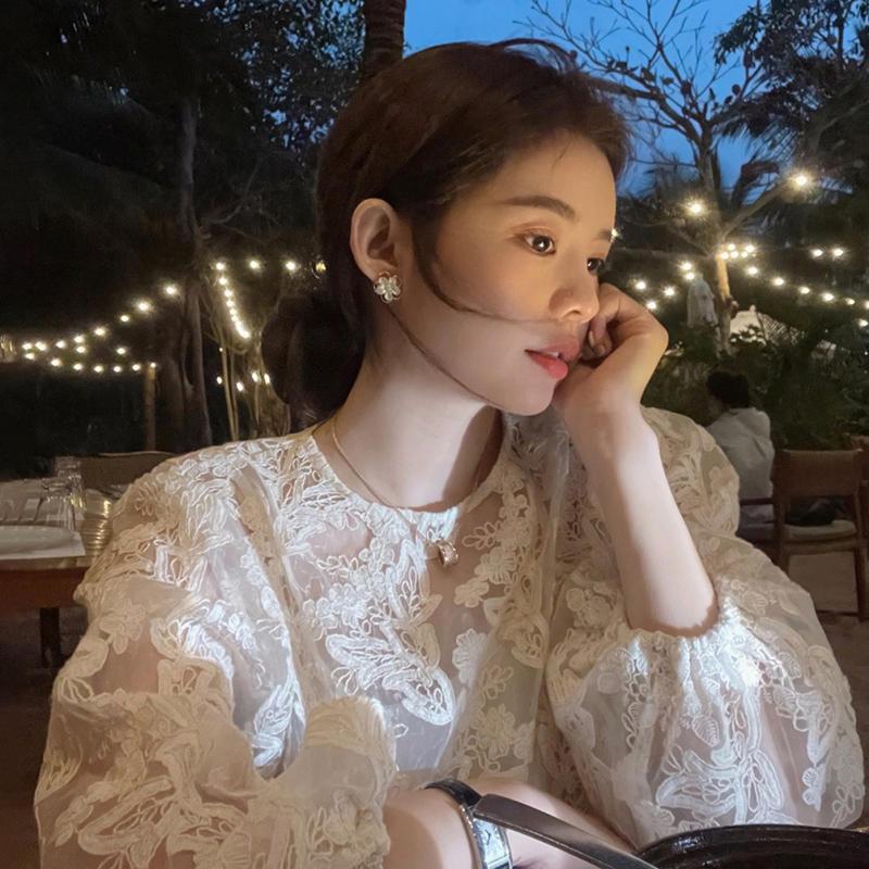MEXZT Elegant Sheer White Shir - đánh giá và giá Embroidery Uniform