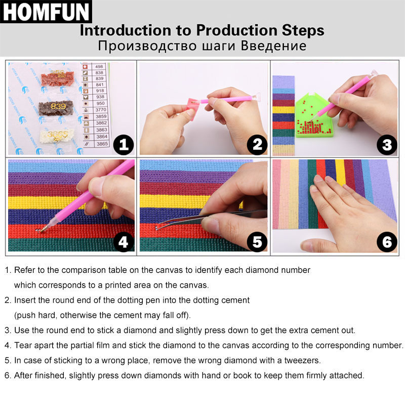 HOMFUN AB Full Diamond Embroid - đánh giá và giá Embroidery Roll Pattern