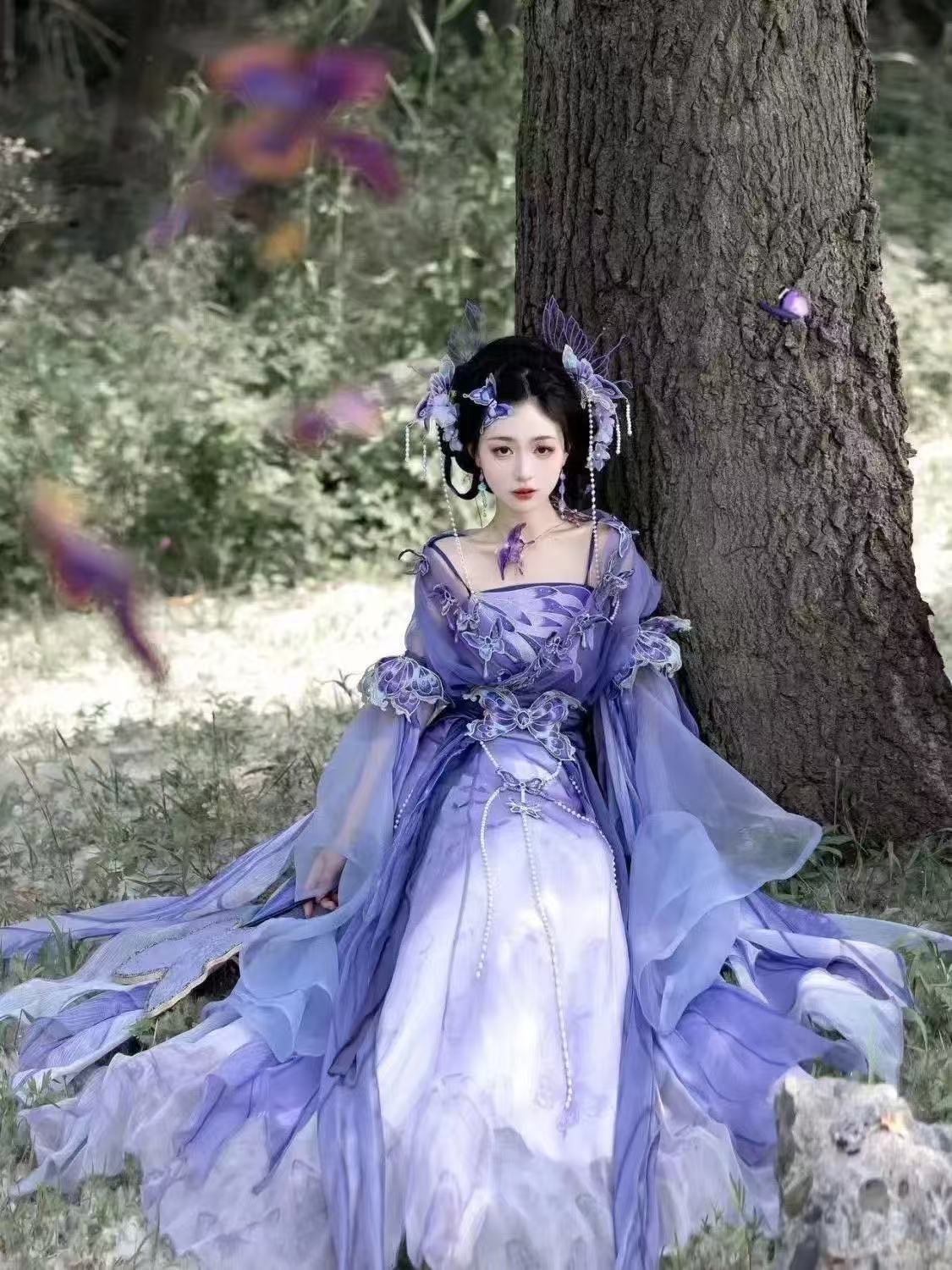 Original Chinese Purple Hanfu  - đánh giá và giá Embroidery Skirt