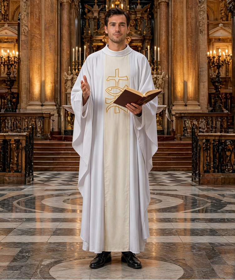 Clergy White Liturgical Robe I - đánh giá và giá Embroidery Outfit