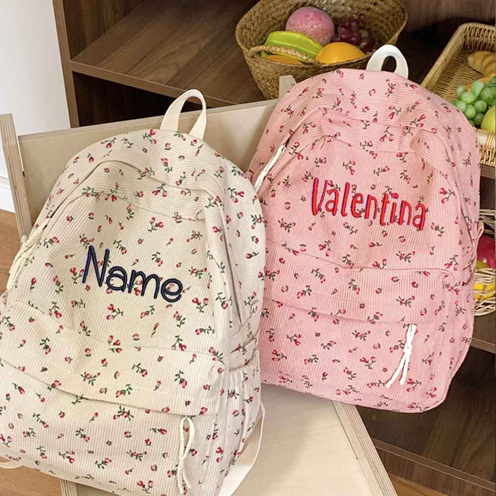 Ins Corduroy Printed Backpack, - đánh giá và giá Embroidery Name Designs