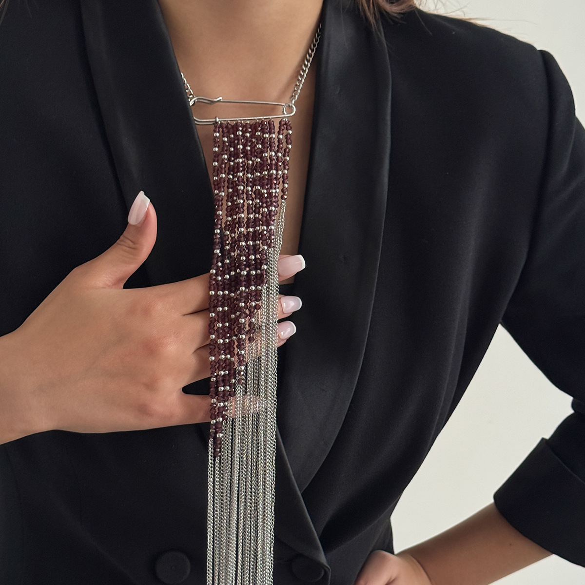 Silver Color Tassel Chain Broo - đánh giá và giá Embroidery Outfit