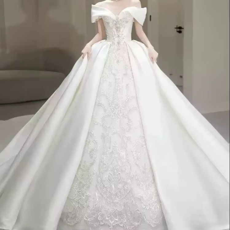Chic Wedding Dresses Off Shoul - đánh giá và giá Embroidery Skirt