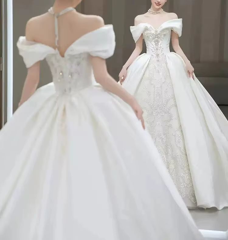 Chic Wedding Dresses Off Shoul - đánh giá và giá Embroidery Skirt